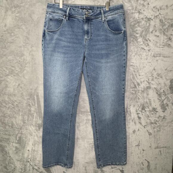 Hudson Jeans Womens 12 Medium Wash Stretch Straight Leg Mid Rise Denim Pants - Picture 1 of 12